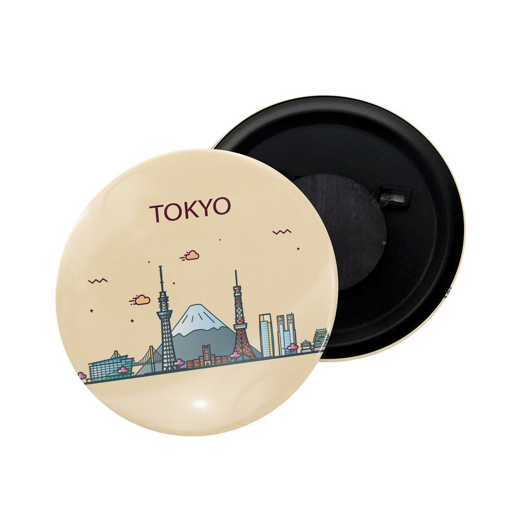 dhcrafts Fridge Magnet Brown Color Tokyo Glossy Finish Design Pack of 1